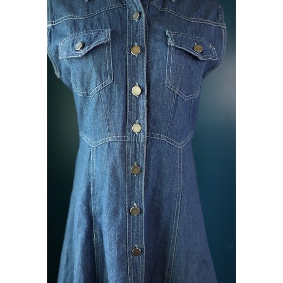 Vintage Neutral Zone 90s Y2K Denim Button Down Sleeveless Midi Dress 11/12 - Picture 7 of 14